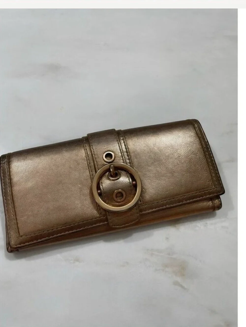 Coach Leather bronzed color wallet